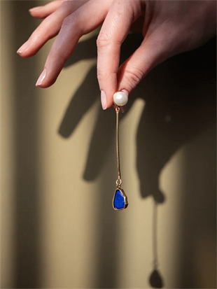 Lapis Doğal İnci Küpe