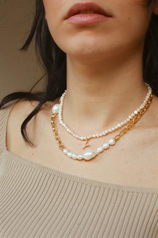 Lena Box İncili Zincir Kolye