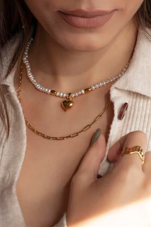 Letsy Heart Pearl Necklace