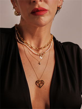 Loli Sand Pearl Letter Necklace