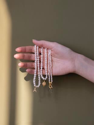 Loli Sand Pearl Letter Necklace