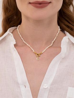 Loli Sand Pearl Letter Necklace