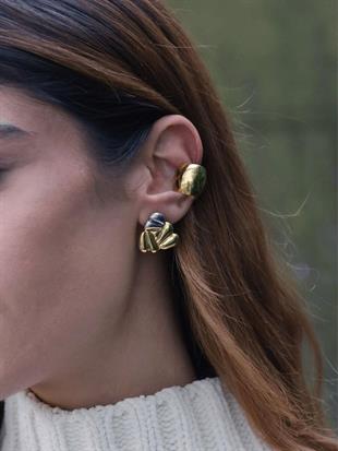 Meri Çift Renkli Üçgen Küpe