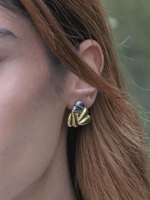 Meri Çift Renkli Üçgen Küpe