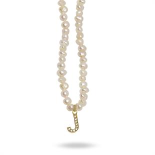 Mono Letter Pearl Necklace