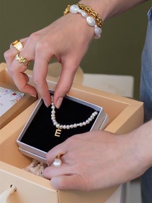 Mono Letter Pearl Necklace