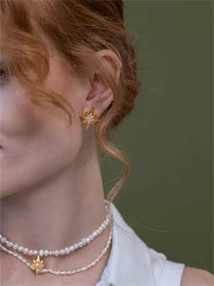 Nore North Star Stone Earrings