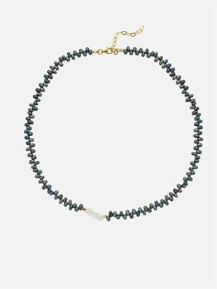 Oden Asymmetric Black Baroque Pearl Necklace