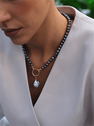 Odra Siyah Barok İnci Kolye