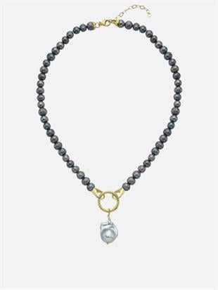 Odra Siyah Barok İnci Kolye