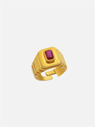 Oktagon Taşlı Yüzük