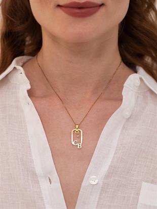 Oval Pearl Letter Necklace