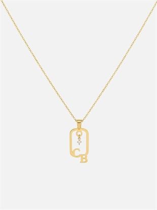 Oval İncili Harf Kolye