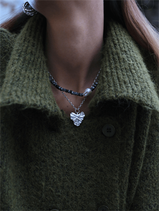 Silga Baroque Pearl Black Hematite Stone Necklace