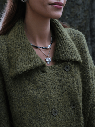 Silga Baroque Pearl Black Hematite Stone Necklace