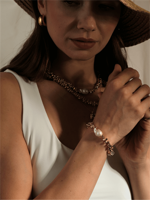 Sirius Baroque Pearl and Hematite Bracelet