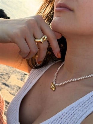 Solstis Göz Detaylı Amorf Taşlı Ayarlanabilir Yüzük