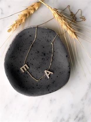 Stone Double Letter Necklace
