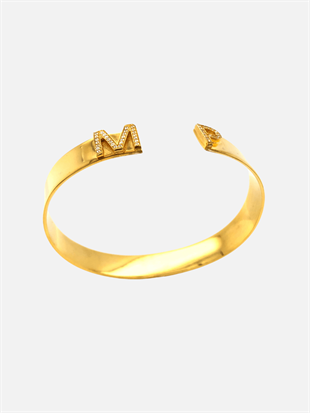 Stone Letter Handcuff Bracelet