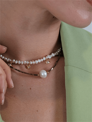 Stone Sand Pearl Necklace