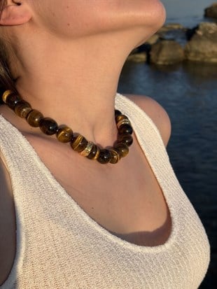 Tigris Kaplan Gözü Doğal Taş Kolye