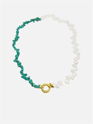 Turquoise Stone Pearl Necklace