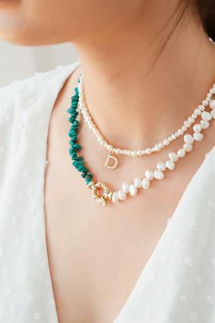 Turquoise Stone Pearl Necklace