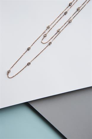Uzun Zincir Taşlı Tiffany Model Kolye