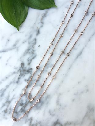 Uzun Zincir Taşlı Tiffany Model Kolye