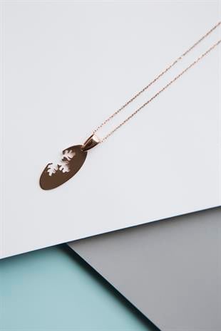 Yarım Oval Kar Tanesi Kolye