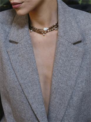 Yarn Baroque Pearl Hematite Stone Necklace