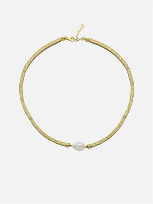 Yarn Baroque Pearl Hematite Stone Necklace