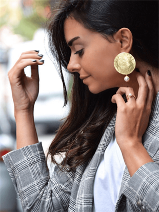 Yuvarlak İncili Küpe