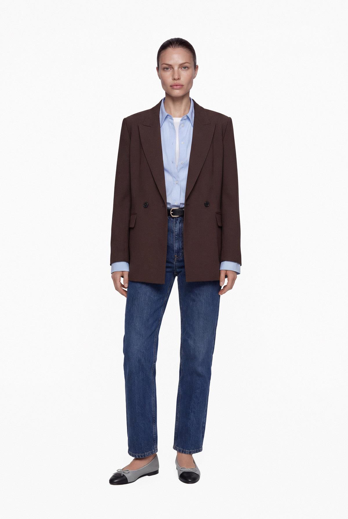 Kruvaze Oversize Vatkalı Blazer Ceket