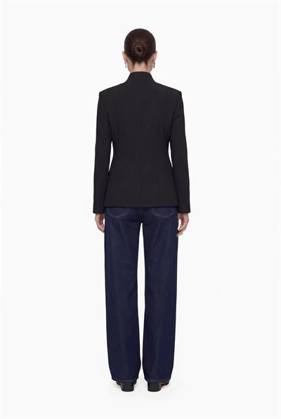 Dik Yaka Düğmeli Blazer Ceket
