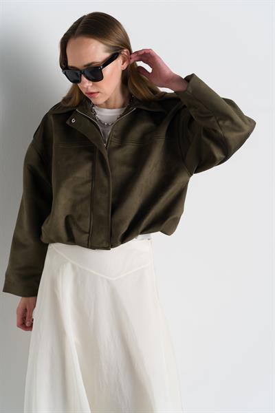 Haki Süet Bomber Ceket