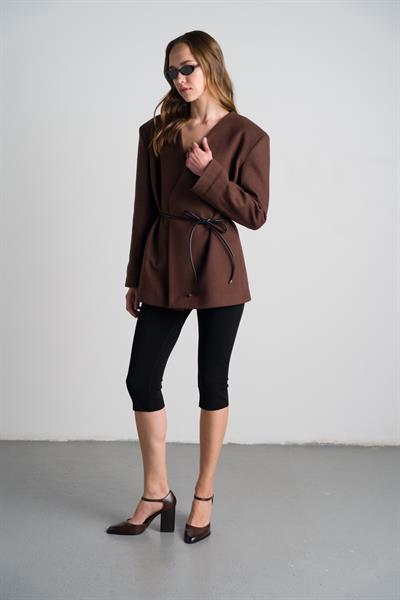 Kahverengi Verev Kesim Blazer Ceket