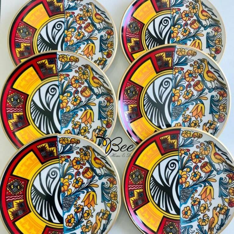 Bee Home & Dekor-Canga Serisi 6'lı Pasta Tabağı