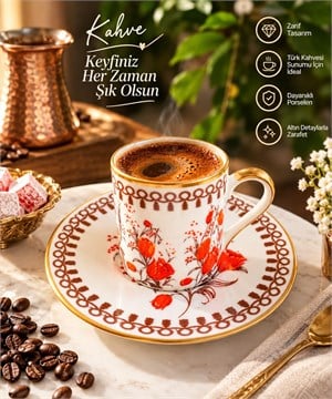 Bee Home & Dekor-2 Kişilik Nostalji Kahve Fincanı