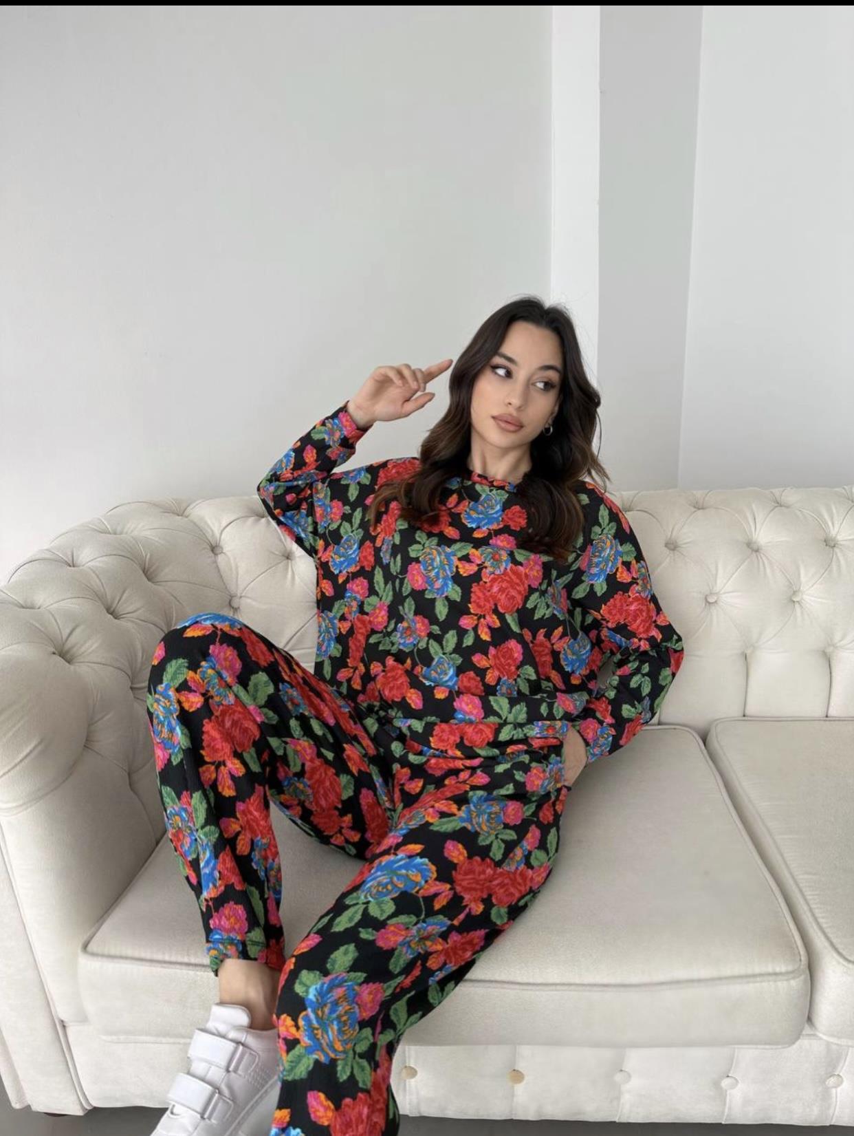 ÇİÇEKLİ TAKIM BORDO