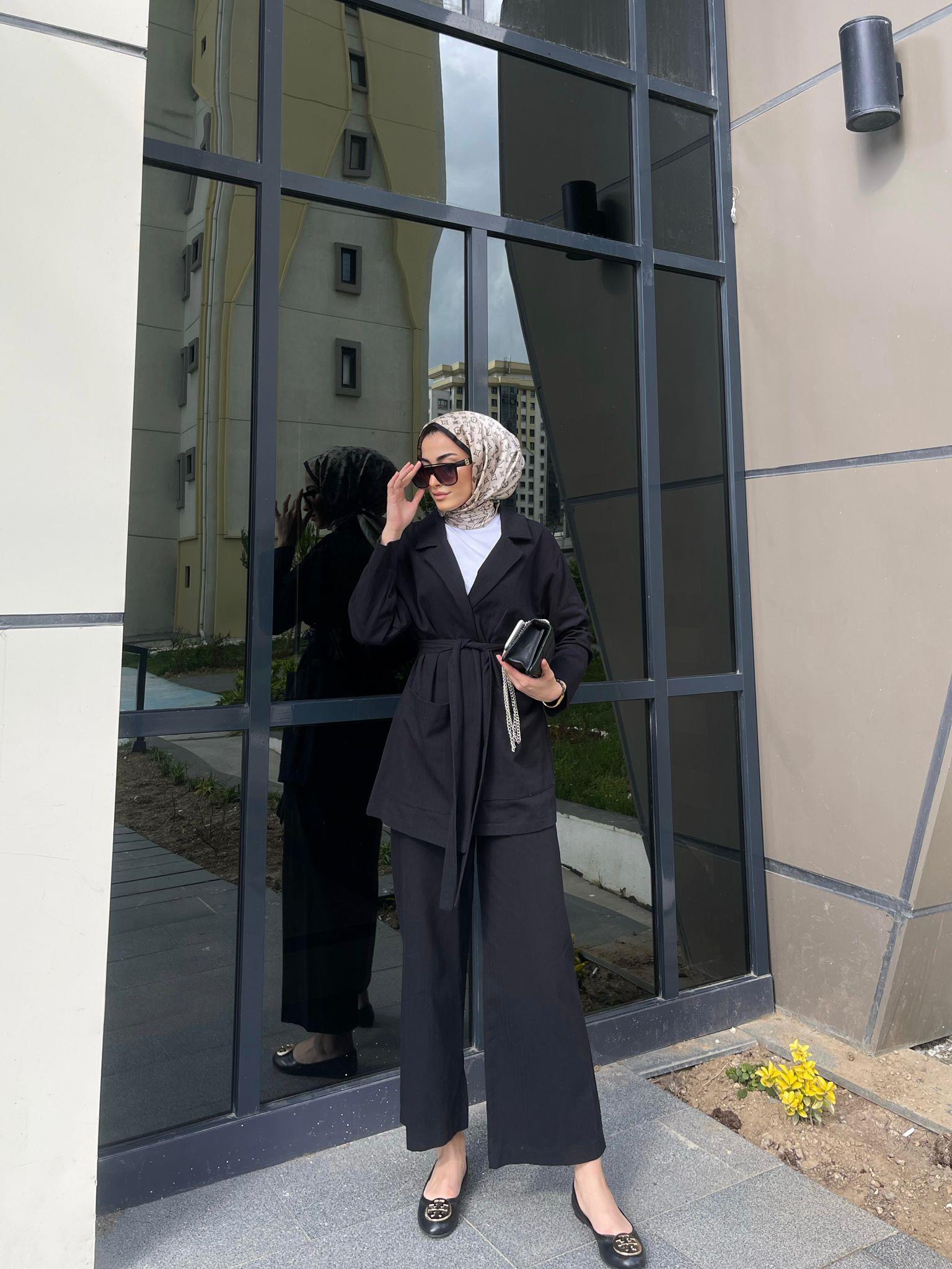 KETEN CEKET TAKIM SİYAH