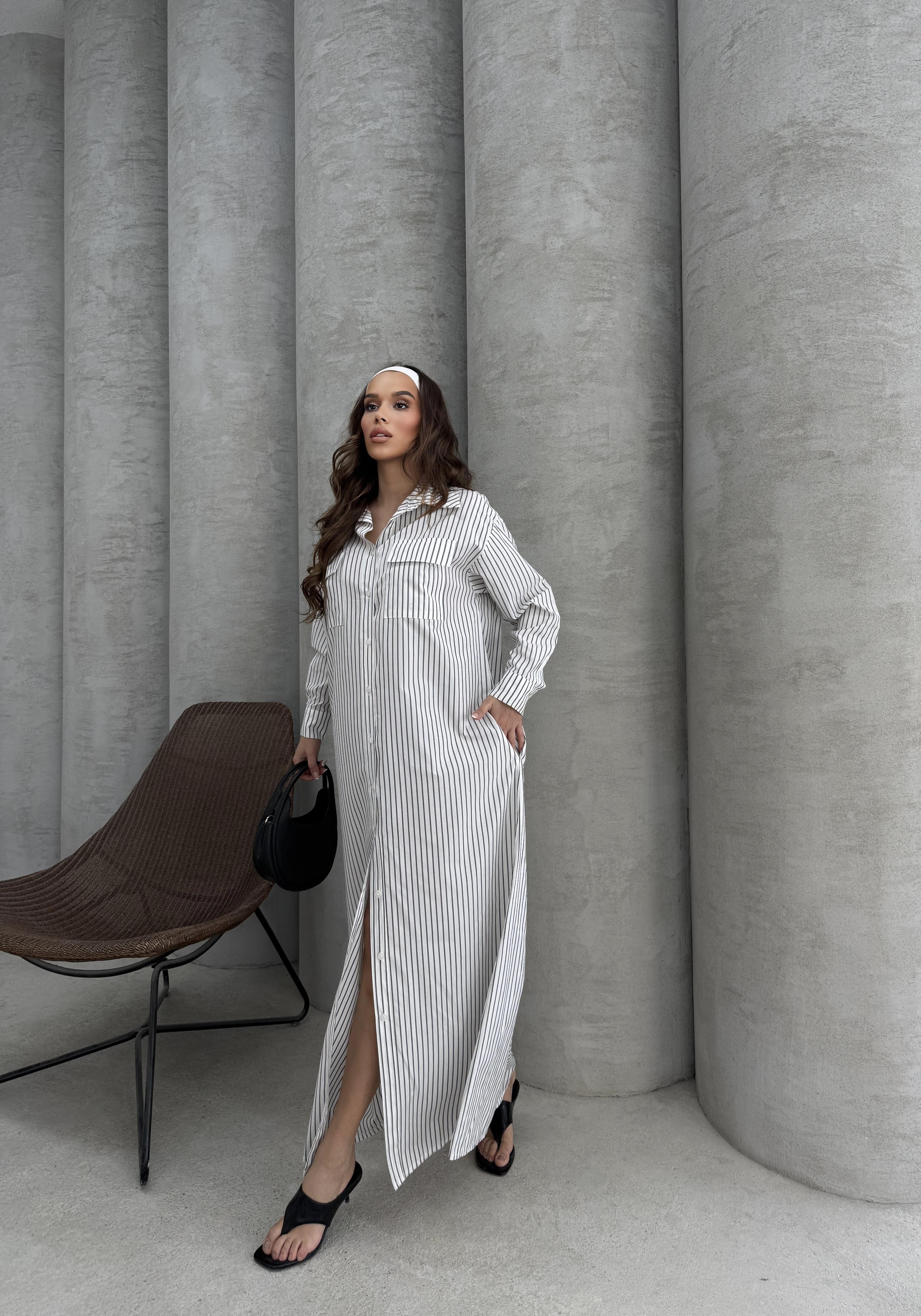 OLİVE ÇİZGİLİ GÖMLEK ELBİSE FÜME