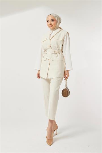 RETRO YELEK TAKIM EKRU EKRU