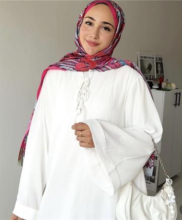 FRESİA ELBİSE İNDİGO EKRU