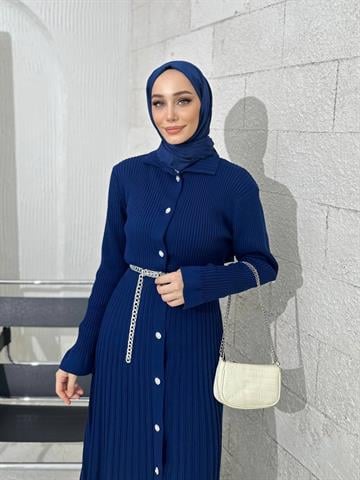 TRİKO ELBİSE LACİVERT