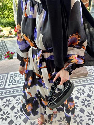 SATEN FLOWE DRESS SİYAH