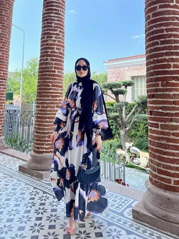 SATEN FLOWE DRESS SİYAH