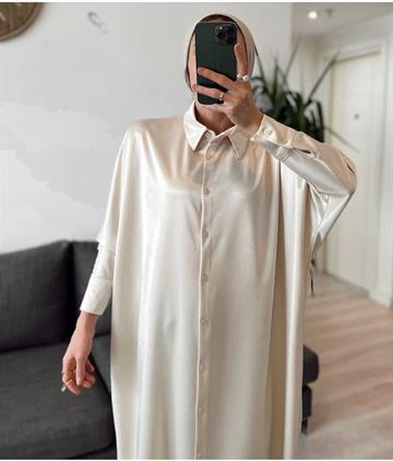LUXURY SATEN GÖMLEK ELBİSE TAŞ TAŞ
