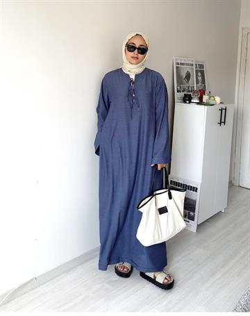 FRESİA ELBİSE İNDİGO İNDİGO