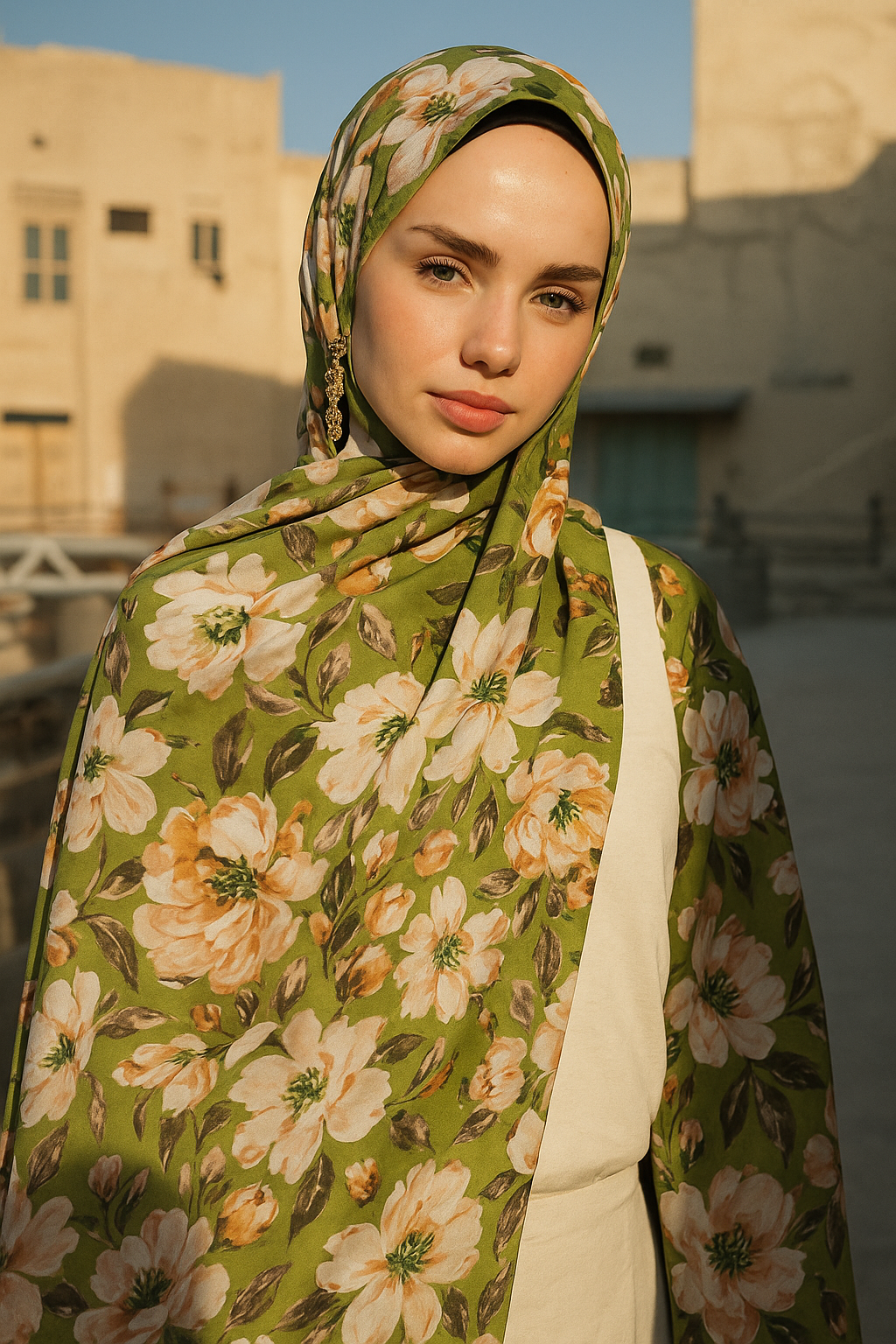 MODESTOSCARFS ROSE COTON ŞAL FISTIK YEŞİLİ